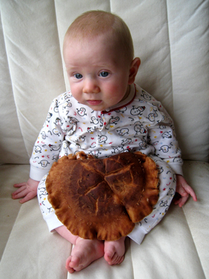 big mushroom on baby lap